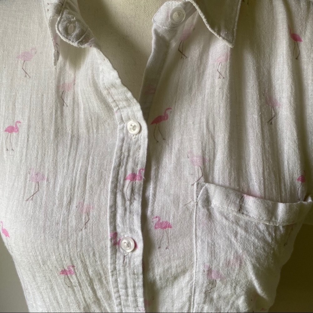 Rails Whitney Flamingo Print Linen Blend Shirt XS - Picture 5 of 8